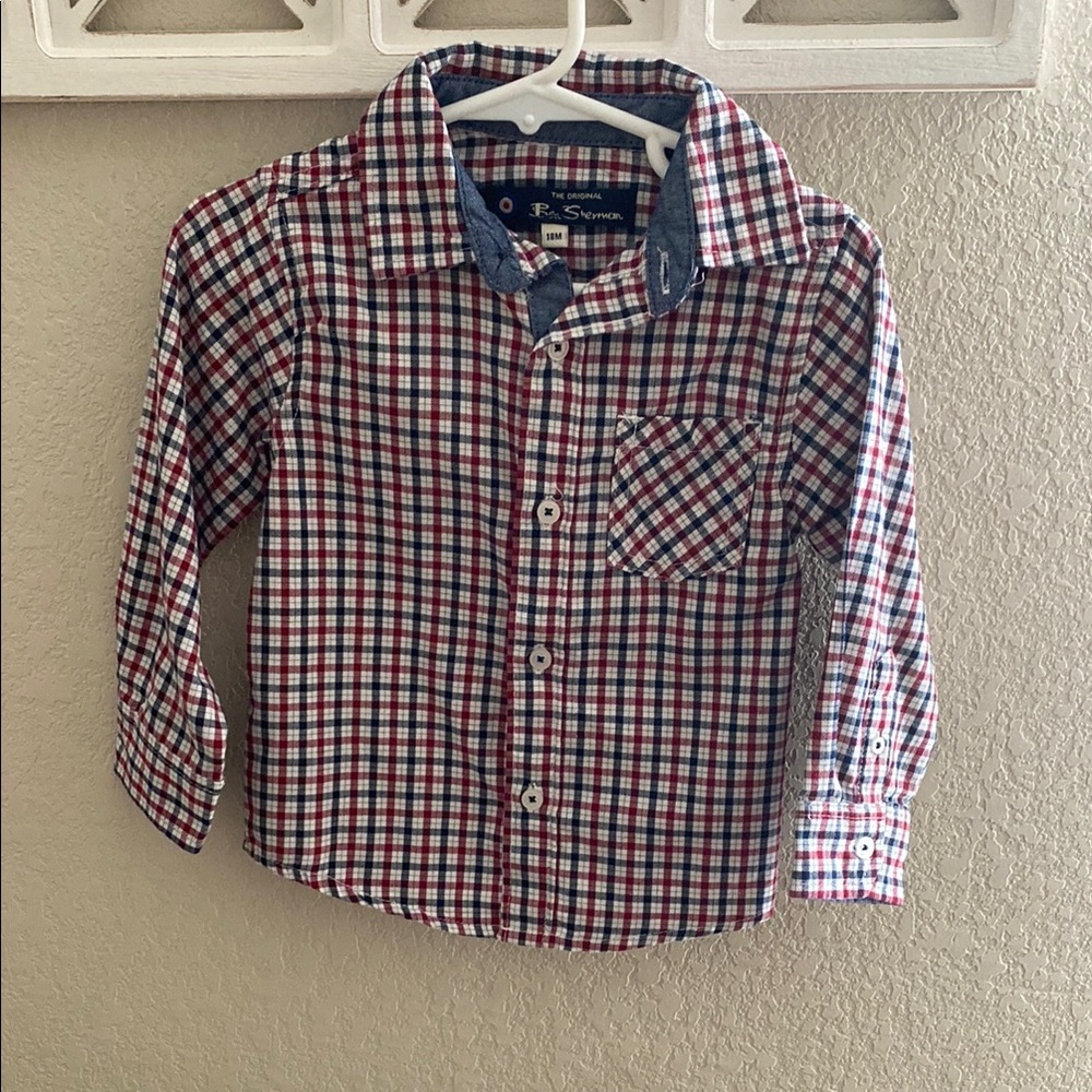 Ben Sherman Red and Blue Gingham Button Down Shirt